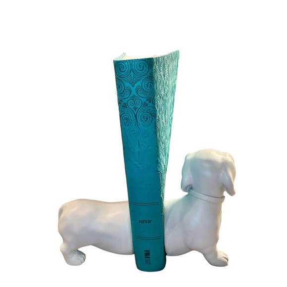 Dachshund Dog Bookend Set – Decorative Wiener Dog Bookends, White Poly Resin, Furniture Protector Bottom - View #5